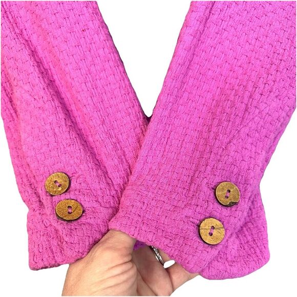 Free People Oversized Cotton Knit Textured Blazer Jacket Size M Pink Boho Career - Picture 6 of 11